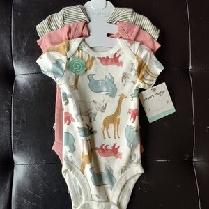 Carter's Animal Print Bodysuits - Cream, Pink, Green